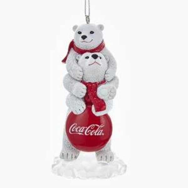 Kurt Adler - Coca-Cola Polar Bears With Sign Ornament - CC2172