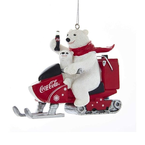Kurt Adler - Coca-Cola Polar Bear With Cub Riding Snow Mobile - CC2182