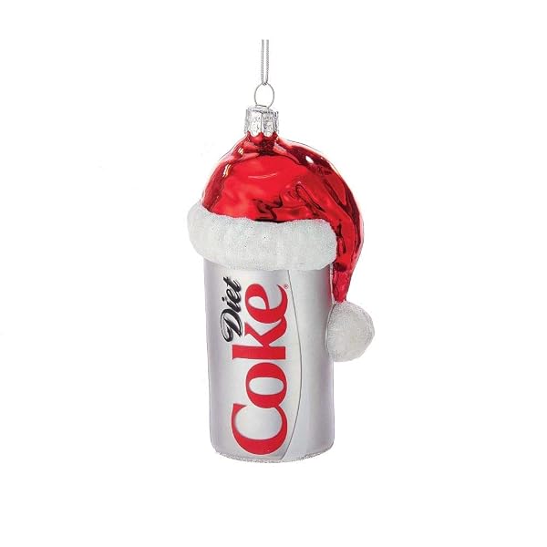 Kurt Adler - Glass Diet Coke Can Ornament with Santa Hat - CC4163