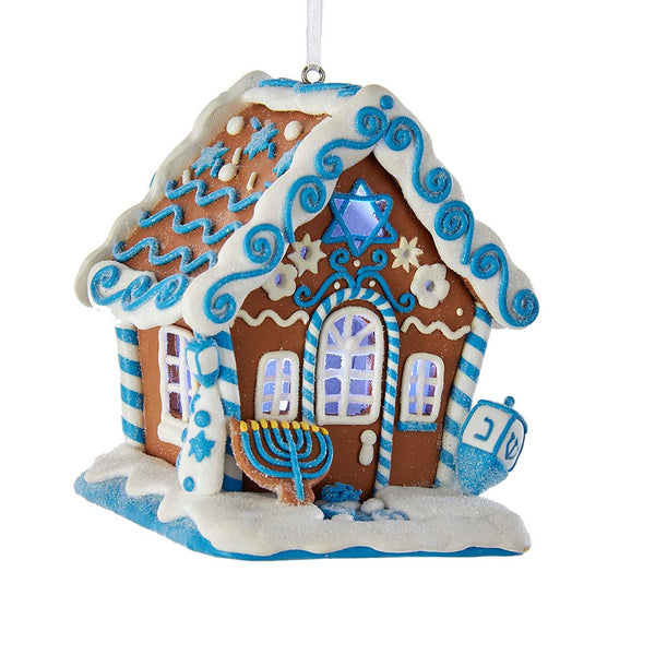Kurt Adler - Gingerbread LED Hanukkah House Ornament - D3017