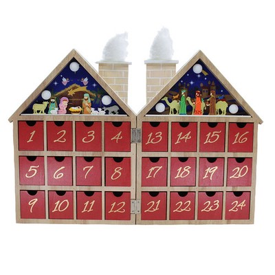 Kurt Adler - Wooden LED Nativity Advent Calendar - D3699