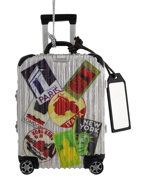 Kurt Adler - Travel Suitcase Christmas Ornament Rolling Luggage Holiday - E0227