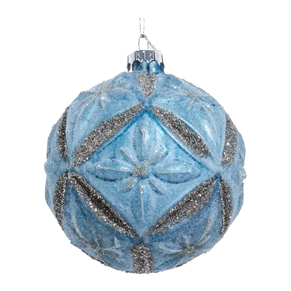 Kurt Adler - Rustic Frosty Glittered Blue and Silver Tone 4 - F2262