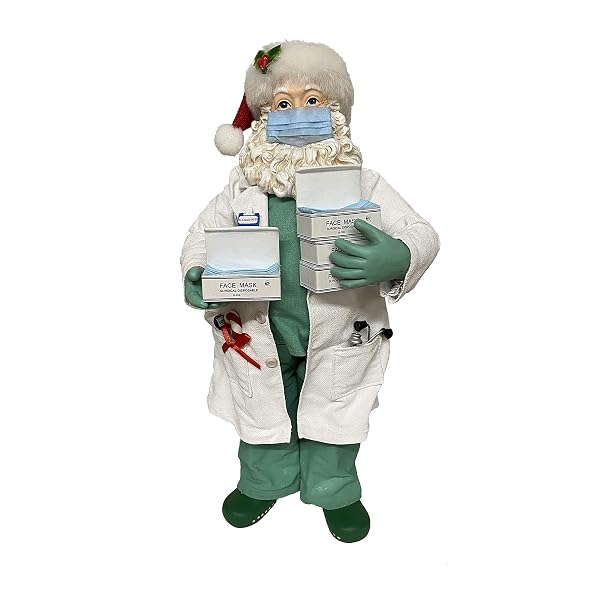 Kurt Adler - 10.5-Inch Fabriche Santa Doctor in Scrubs Holding Boxes - FA0144
