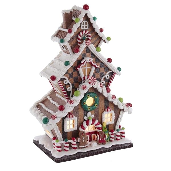 Kurt Adler - 13-Inch Gingerbread Cookie 3-Layered LED House - GBJ0016
