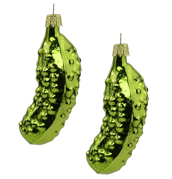 Kurt Adler - Hand Blow Glass Pickle Christmas Ornament 2 Pack - GC0035