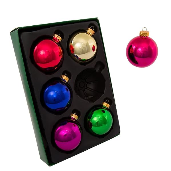 Kurt Adler - 65mm Shiny Multicolored Glass Ball Ornaments - GG0123