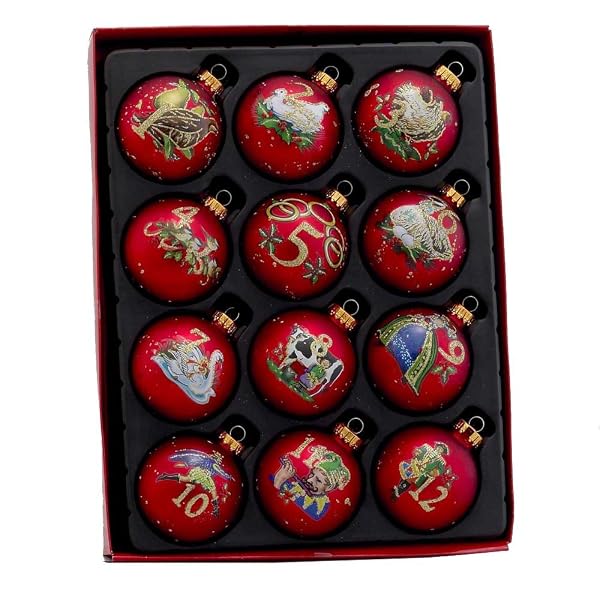 Kurt Adler - 65MM Glass 12 Days of Christmas Ball Ornaments - GG0465