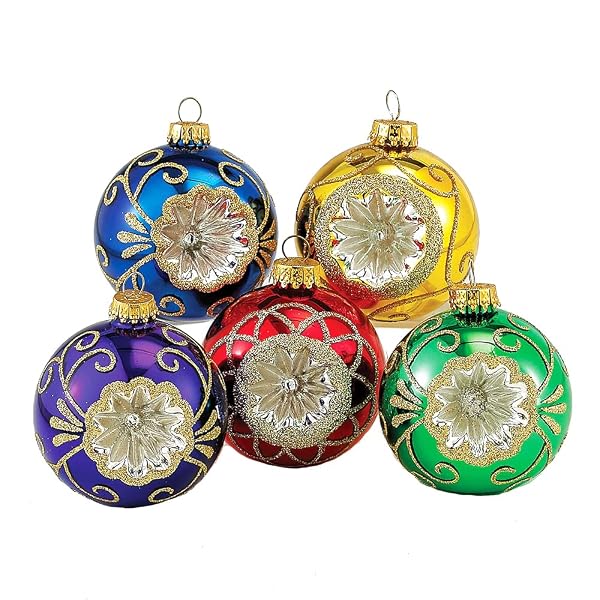 Kurt Adler - 60MM Glass Multicolored Reflector Ornaments - GG0475