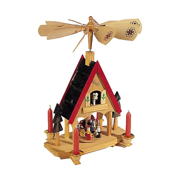 Kurt Adler - Wood Alpine House Carousel with Candles - H1466