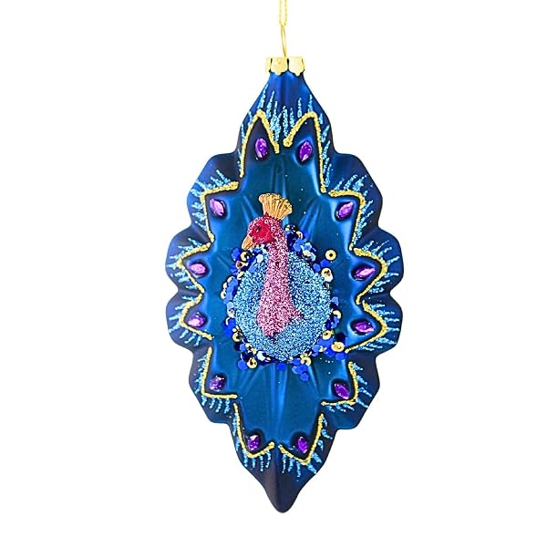 Kurt Adler - Peacock Themed Purple Blue Teal Green Ornaments 6.5 - H1624