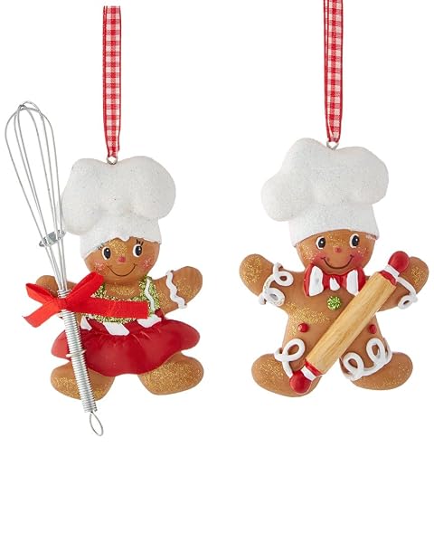 Kurt Adler - Gingerbread Boy & Girl Baker Christmas Ornament Personalize - H5099