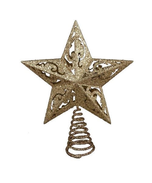 Kurt Adler - 8-Inch Gold Glittered 5 Point Star Treetop - H9100