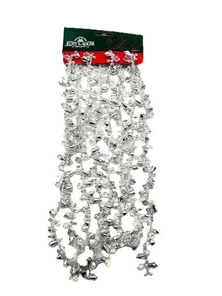 Kurt Adler - Iridescent and Silver Beaded Garland 9 Feet Long - H2086
