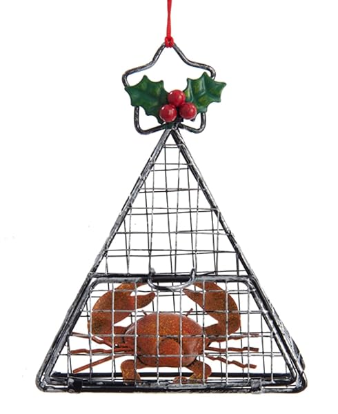 Kurt Adler - Wire Hanging Cage with Crab Christmas Ornament - J1186