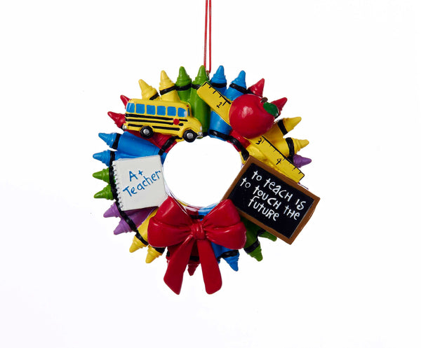 Kurt Adler - Teacher Crayon Wreath Ornament by - J1457
