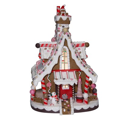 Kurt Adler - 12-Inch Lighted Christmas Gingerbread House - J3628