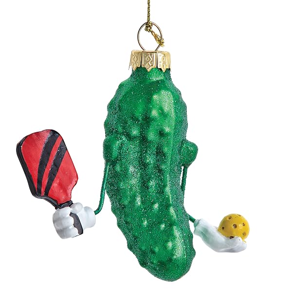 Kurt Adler - Glass Pickleball Cucumber Ornament - J8828