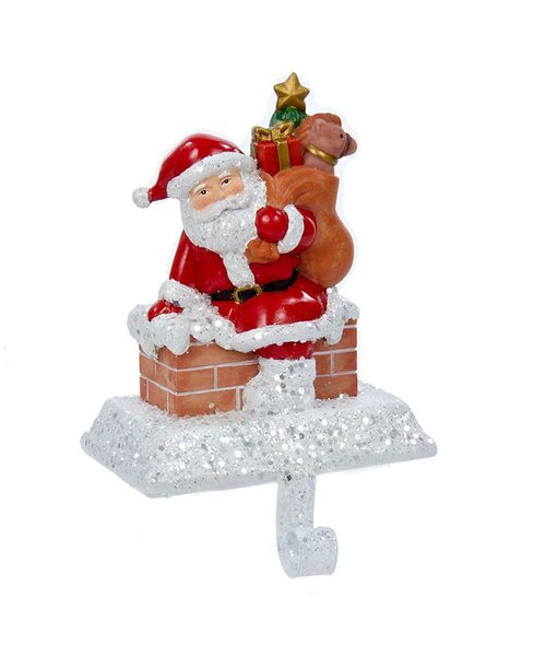 Kurt Adler - Resin Santa with Gift Box Stocking Holder - J8941