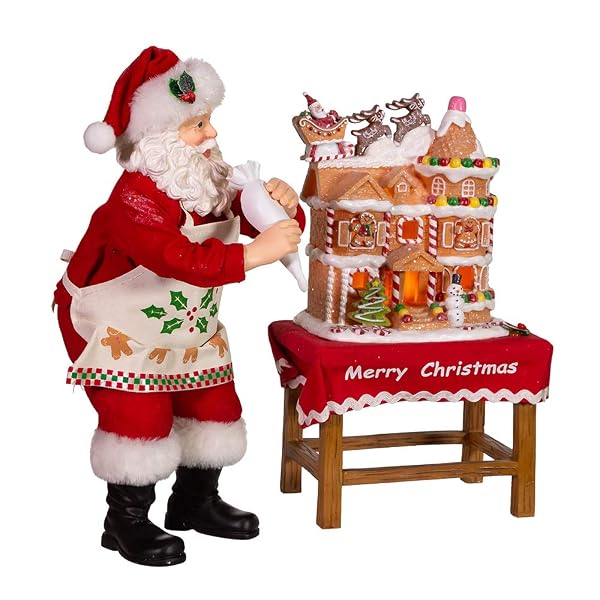 Kurt Adler - 10.5-Inch Battery-Operated Fabriche Santa Decorating LED - JEL1203
