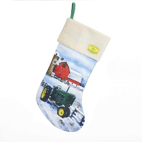 Kurt Adler - John Deere Tractor Parked in Snow Farm Scene - JR7101