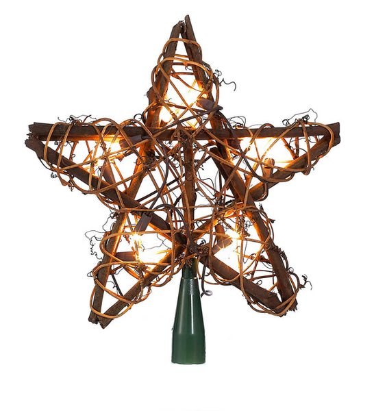 Kurt Adler - NAT 10 Light Indoor Rattan Natural Star Treetop - UL1219
