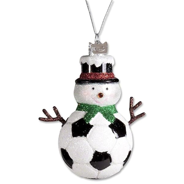 Kurt Adler - Noble Gems Glass Soccer Snowman Ornament - NB0612