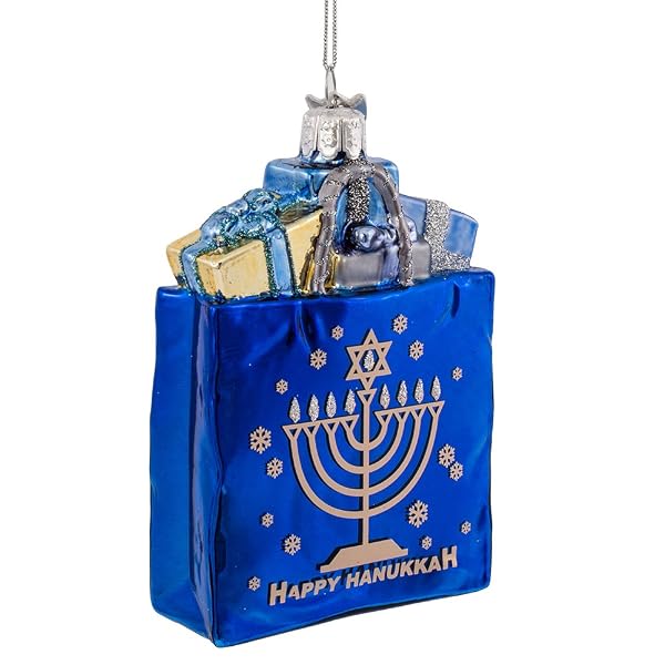 Kurt Adler - Noble Gems Happy Hanukkah Glass Gift Bag Ornament - NB1126