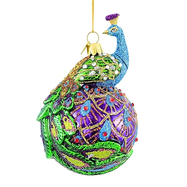 Kurt Adler - Peacock Themed Purple Blue Teal Green Ornaments Noble - NB1345