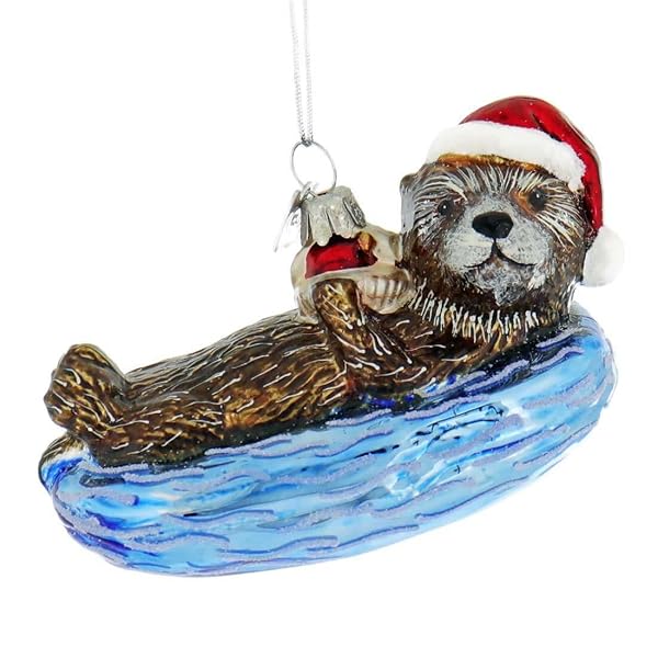 Kurt Adler - Noble Gems Sea Otter Glass Christmas Tree Ornament - NB1553