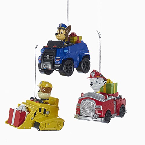 Kurt Adler - 3 Assorted Paw Patrol Characters on Trucks Multiples - PP1161