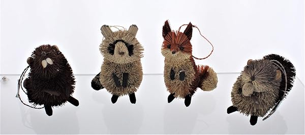Kurt Adler - 3.5 to 6-Inch Buri Woodland Animal Ornament Set - S0706