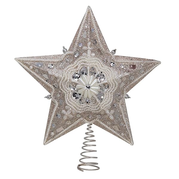 Kurt Adler - Star Treetop with Ivory Pearls and Platinum Glass - S4306