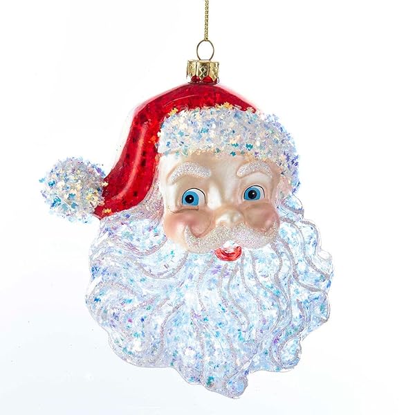 Kurt Adler - Santa Claus Head Glass Christmas Tree Ornament - T2290