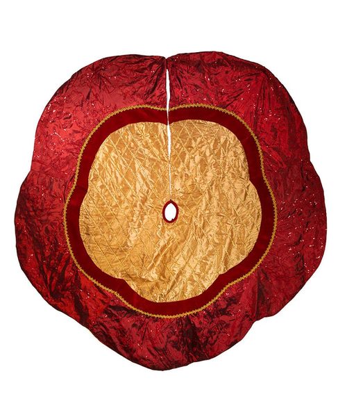 Kurt Adler - 72 Red and Gold Criss-Cross Scallop Tree Skirt - TS0180