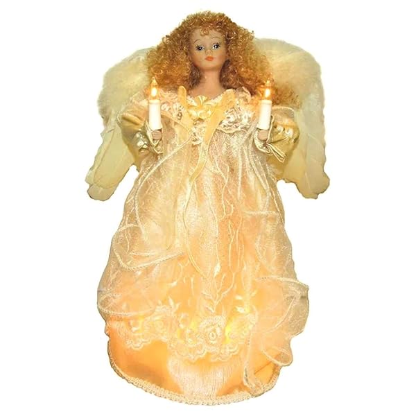 Kurt Adler - UL 10-Light Angel Christmas Treetop Figurine with Fabric - UL2186