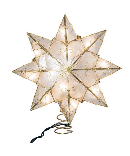 Kurt Adler - Capiz Gold Star Arabesque Design Lighted Christmas Tree - UL0271