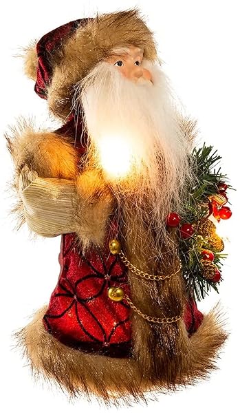 Kurt Adler - 10-Light Burgundy and Brown Santa Treetop - UL1090