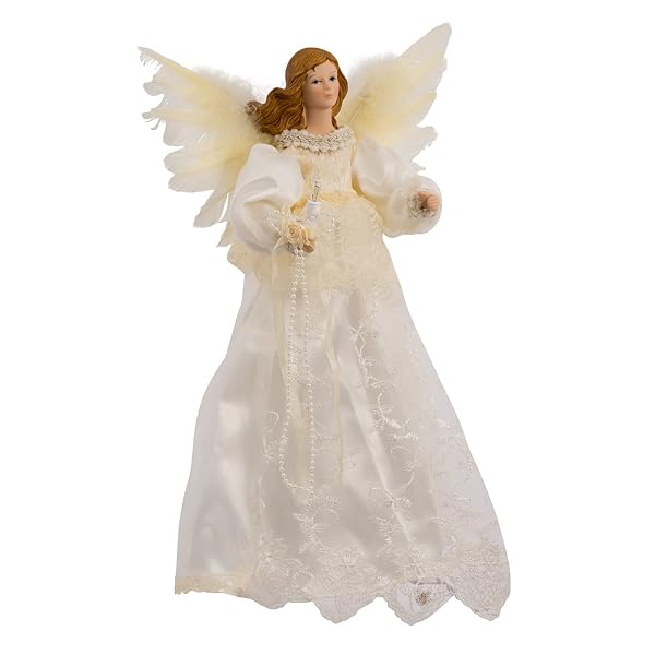 Kurt Adler - Indoor 10-Light 14.5-Inch Ivory Angel Treetop - UL2138
