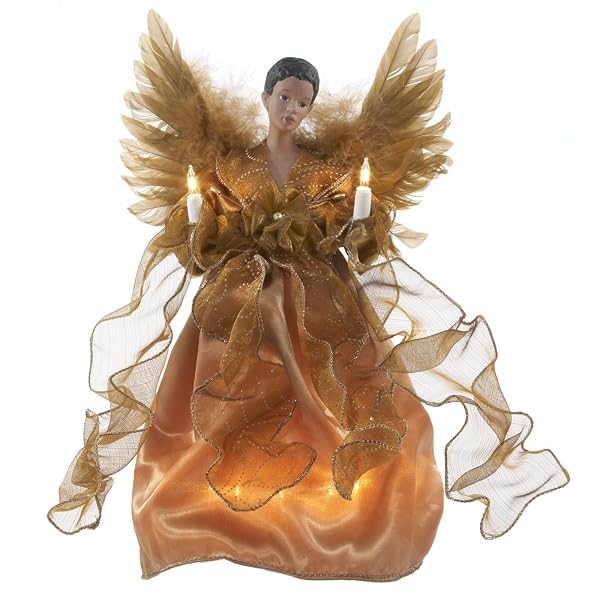 Kurt Adler - UL 10-Light African American Angel Christmas Treetop Figur - UL2200