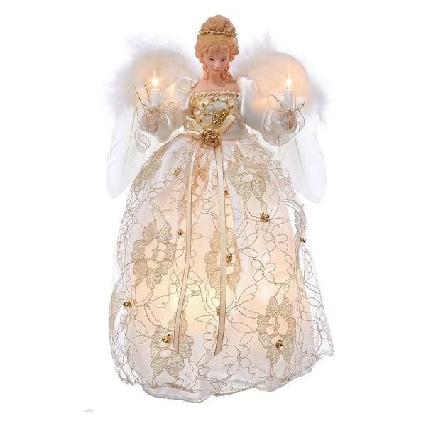 Kurt Adler - Ul 10 Light Ivory and Gold Angel Treetop - UL2214