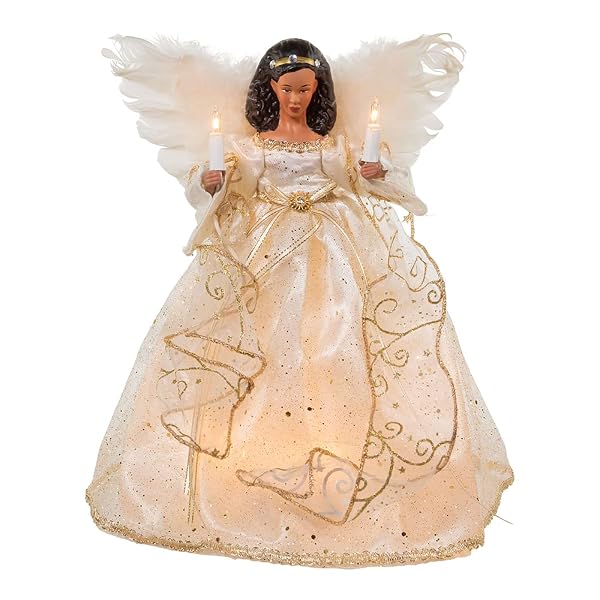 Kurt Adler - 12-Inch UL 10-Light Ivory & Gold African American - UL2237