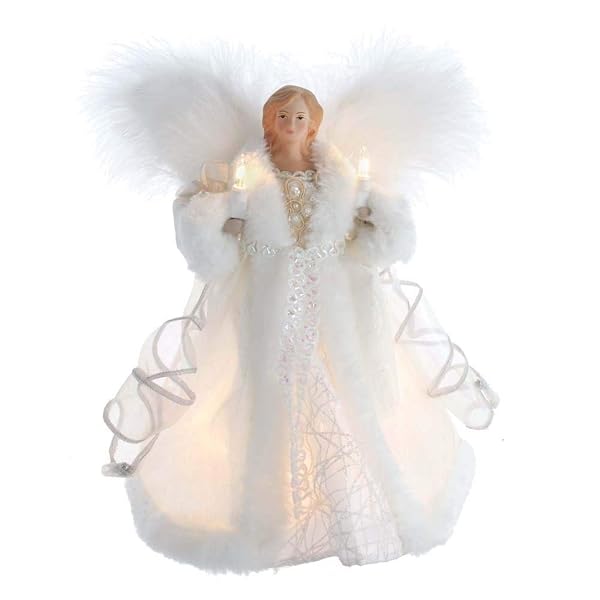 Kurt Adler - 10-Inch UL 10-Light White Angel Treetop - UL2902