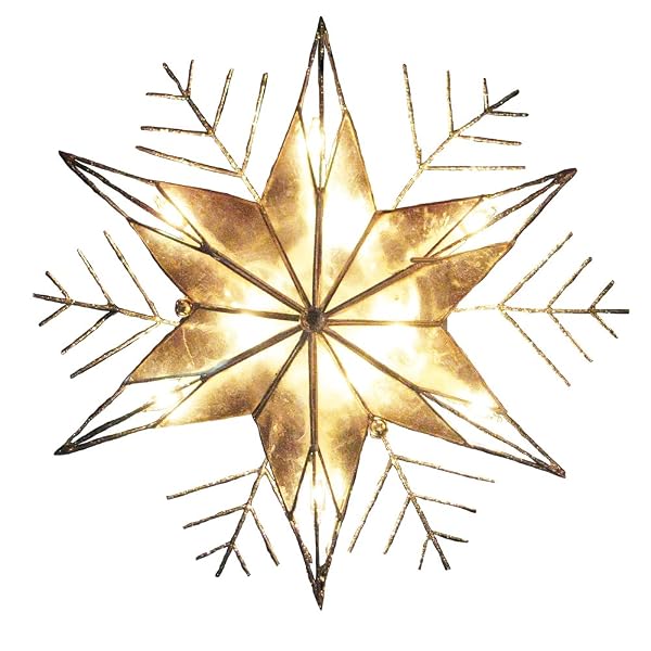 Kurt Adler - 10-Light Capiz and Wire Snowflake Christmas Treetop - UL3096