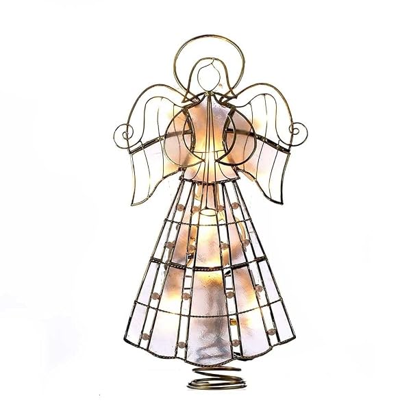 Kurt Adler - 10-Light Capiz Angel Treetop with Vines and Pearls - UL3113