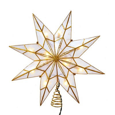 Kurt Adler - 14" UL 10-Light Capiz Gold Star Treetop - UL3149