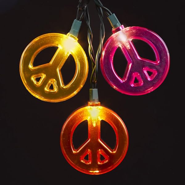 Kurt Adler - 10-Light Multicolored Peace Sign Light Set - UL4223