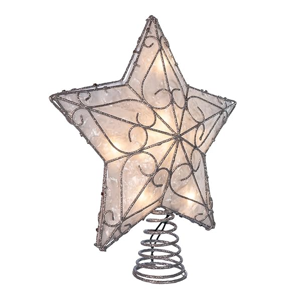 Kurt Adler - UL 10-Light Metal Trimmed Capiz Inspired Star Treetop - UL4275