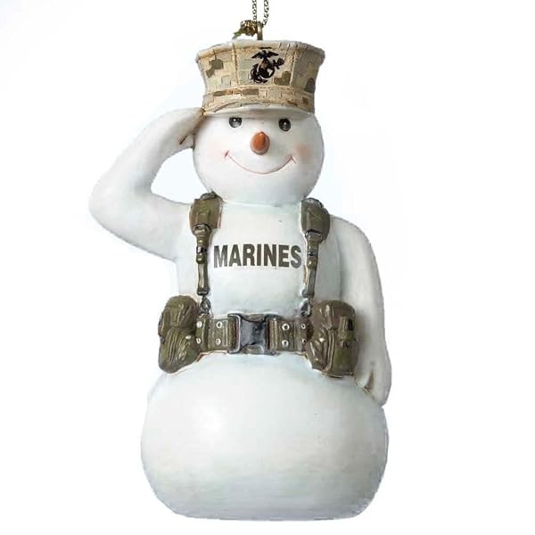 Kurt Adler - United States Marine Corps Saluting Snowman USMC Christmas - MC2132