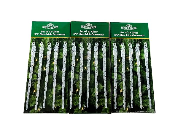 Kurt Adler - 5-1 4-Inch Glass Icicle Ornament 36-Piece Box Set - W0055